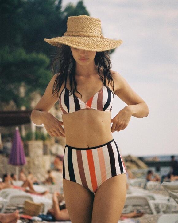 SOLID & STRIPED Other - Solid & Striped XS Bridgette high Waisted Striped bikini Set